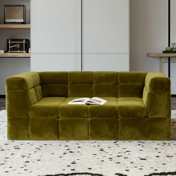 Customizable Modern White Tufted Rectangle Sofa Compressed Sponge Fabric for Office Living Room Villa for School Furniture