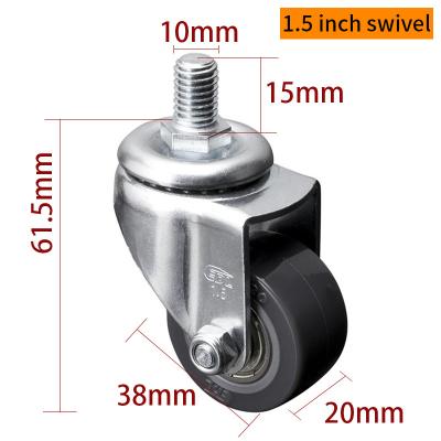 EDL Mini roues à rouleaux de 1,5 pouce 40 kg TPU fileté par type pivotant et frein