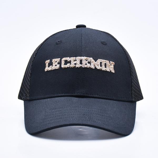 Черный 6-панельный сетка грузовик шляпа Glitter грузовик шапка высокое качество модные секины вышивка грузовик шляпы