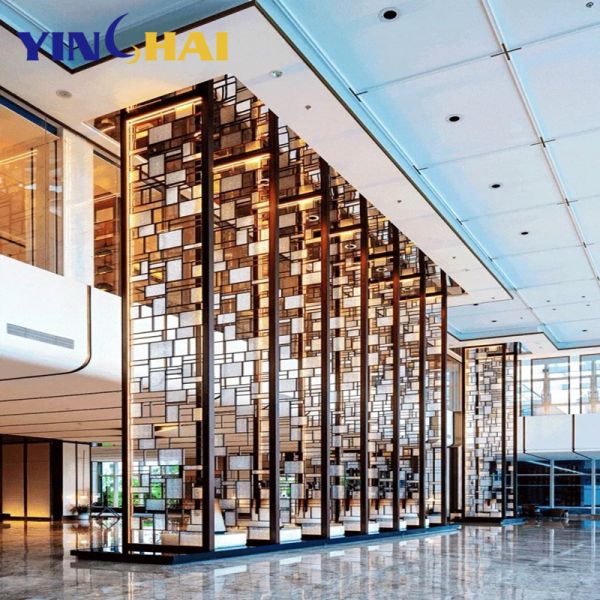 Laser Cut Stainless Steel Screen Partition Floor To Ceiling Modern Metal Screen Divider
