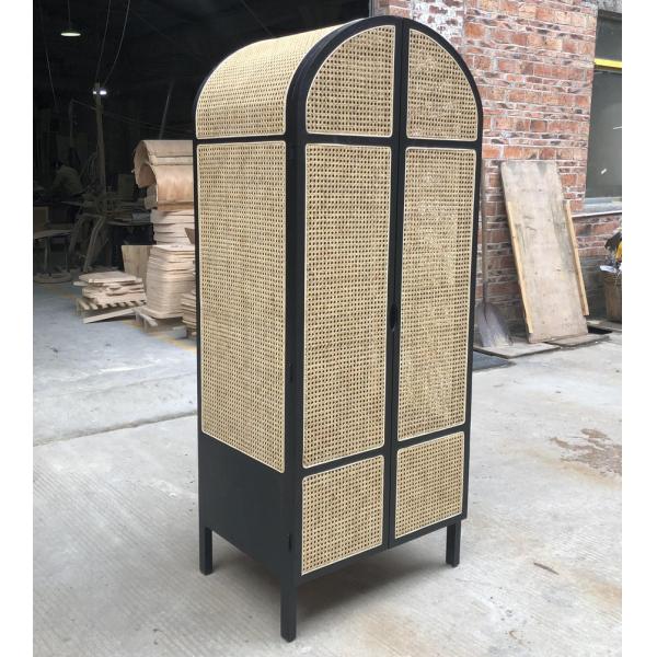 Wooden Wardrobe Closet Modern Rattan Clothes Storage Cabinet 2 Door Solid Wood 75*58*201cm