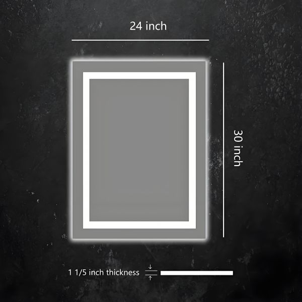 Modern Luxury Wall-mounted Smart LED Vanity Mirror Anti-Fog Backlit Light Frameless IP44 for Home Hotel Villas-Rectangle Design