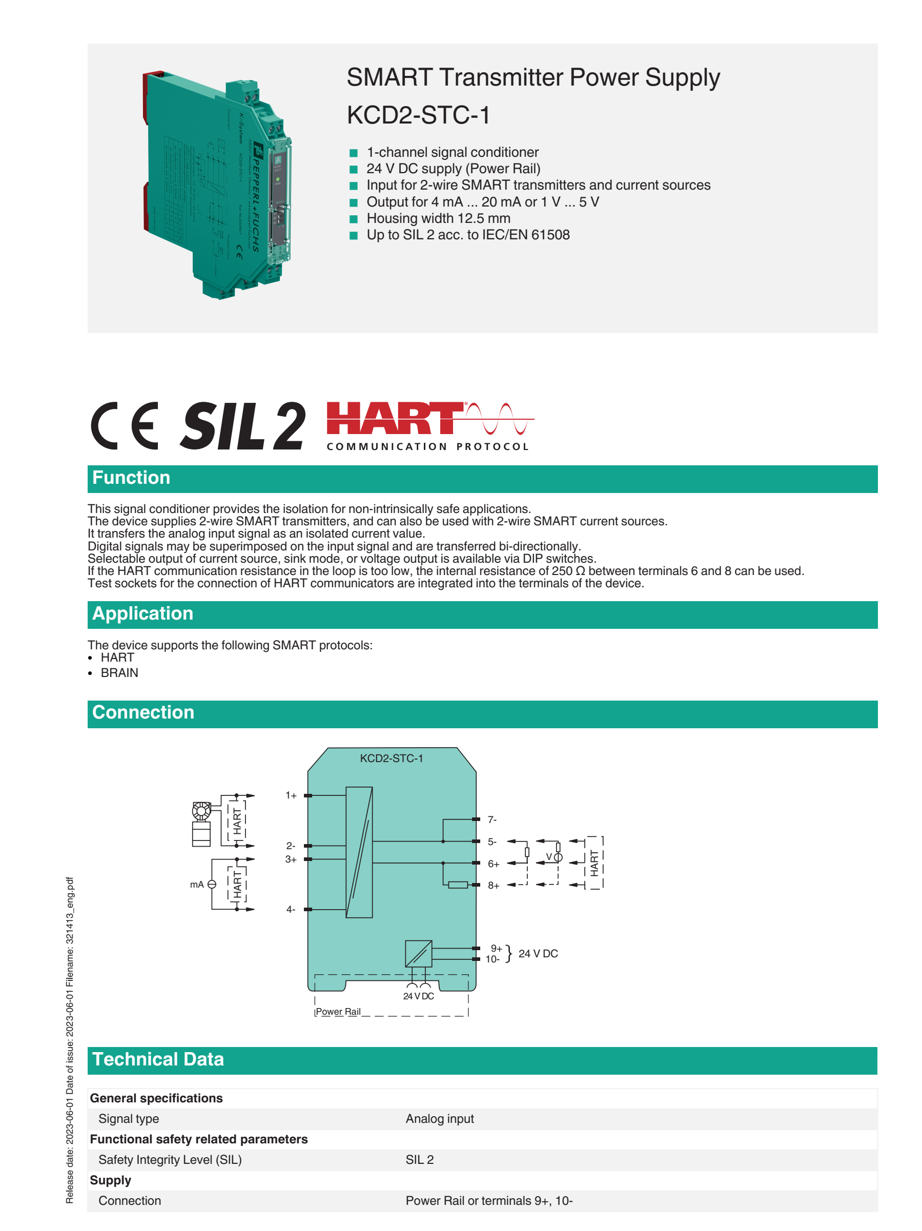 PEPPERL+FUCHS Isolated Barrier SMART Transmitter Power Supply KCD2-STC-1 Safety Barrier