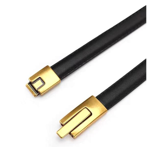 золота лутеция черного пояса моды женщин 1.3cm пряжка тощего запертая обстрагивая
