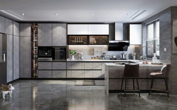 Armoires de cuisine de luxe moderne Fabrique de conception 3D personnalisée Fabriquée en un seul endroit
