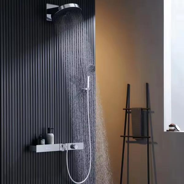 Round Head Shower Faucet Set with Exposed Feature With Slide Bar Function Hot Cold Water