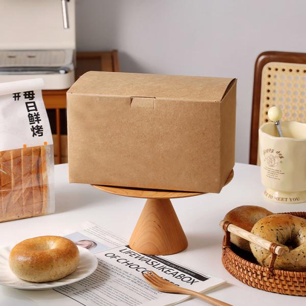 Fresh Daily Kraft Toast Box Eco Friendly Bakery Packaging Natural Brown Paper