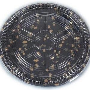 O serviço do alimento de HACCP PP utiliza ferramentas o sushi plástico preto para viagem Tray With Cover
