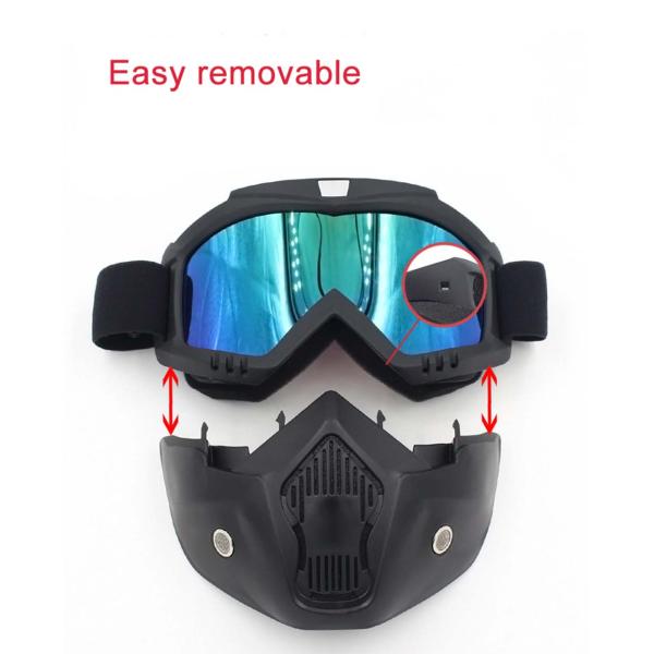 HD Motorcycle Goggles with Optional 1/2/3 Layers Face Foam and Windproof Face Mask