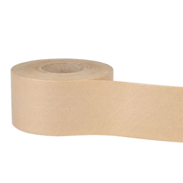 Custom Logo Kraft Paper Tape 48mm Heat-Resistant Brown Water Activated Reinforced Heavy Duty Packing Starch Glue Writable Tape