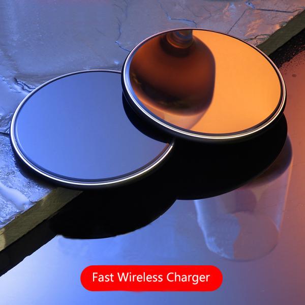 10W Round Desktop Pad LED Light Wireless Phone Charger For Iphone X 8 Plus