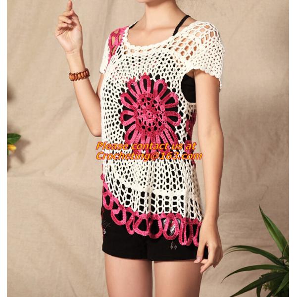 Crocheted Casual Knitting Feminino Pullovers, Spring Fashion, Womens Apricot, Long Sleeves