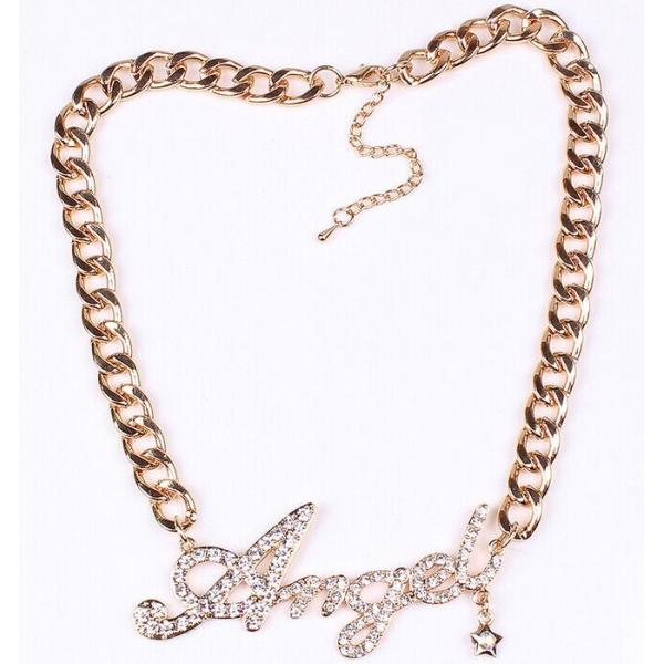 European and American fashion chain letters Angel Angel diamond necklace chain sweater