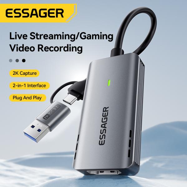 ESSAGER ES-CJK01 USB 3.0 Type C Hdmi 1080p 2K 4K Video Capture Card For PC TV Phone Laptop Camera Live Streaming Gaming