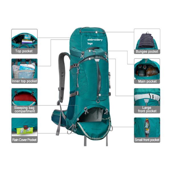 Water Resistant Men Travel Hiking Backpack 50L With Rain Cover