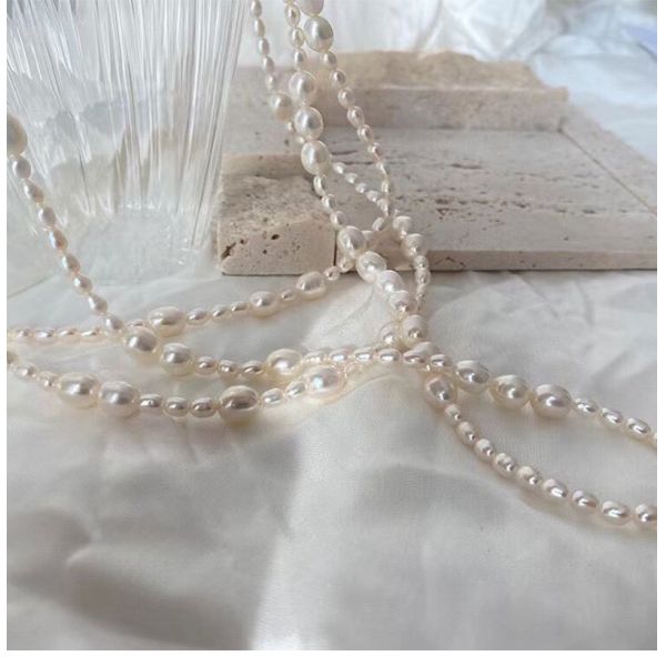 2025 New Fashion Necklace Irregular Size Pearl Baroque Long Multi-layer Jewelry Wholesale