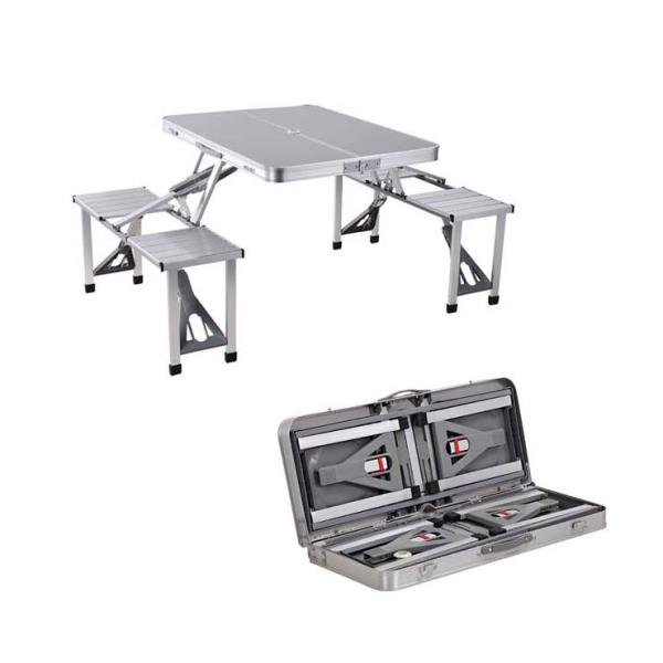 Anti UV Aluminum Foldable Outdoor Table With Stool 300lbs Concentrated Load