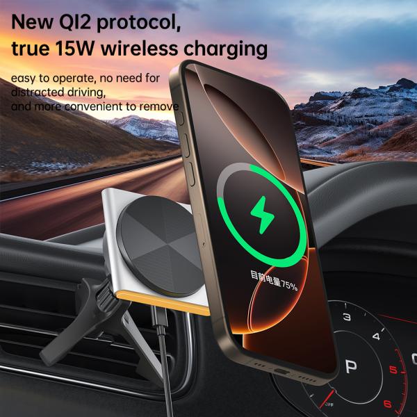 Metal Wireless Charging Station Ultra-Thin Design 9-Color RGB Light Effect Magnetic Suction One-Hand Operation Fast Charging