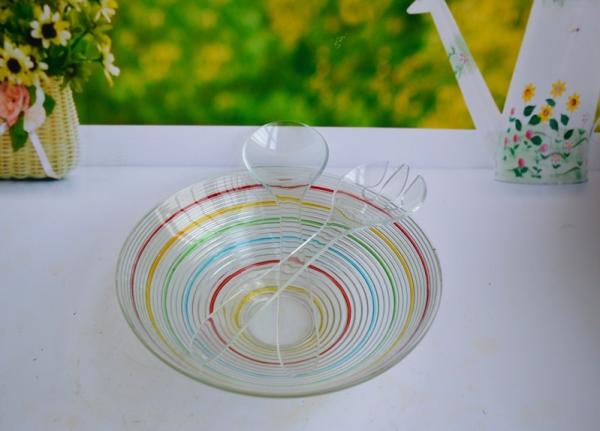 glass salad bowl set