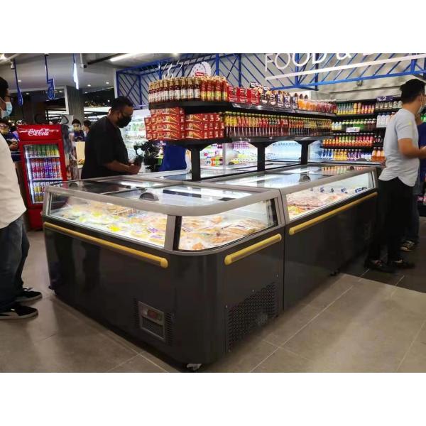 material de congelación visible del supermercado del congelador de la isla de la combinación 566W