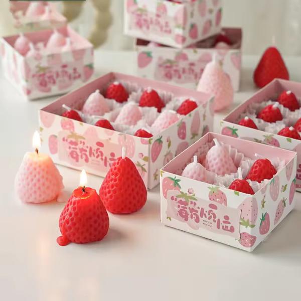 Home Decorative Aromatherapy Gift Set Lovely Creative Candle Strawberry