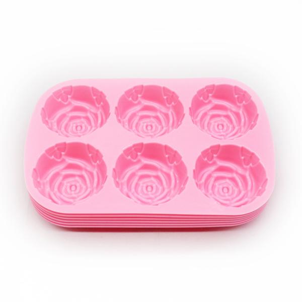Rose Flower Shape Chocolate Mould for Silicone Cake Decoration Baking in Rose Red 3D