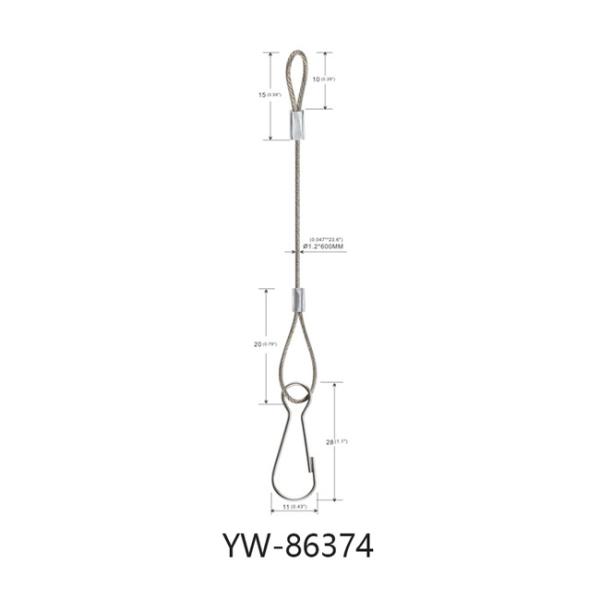 Ceiling Steel Wire Rope Sling With Double 32.5*76mm Die Cast Hook Ends YW86371