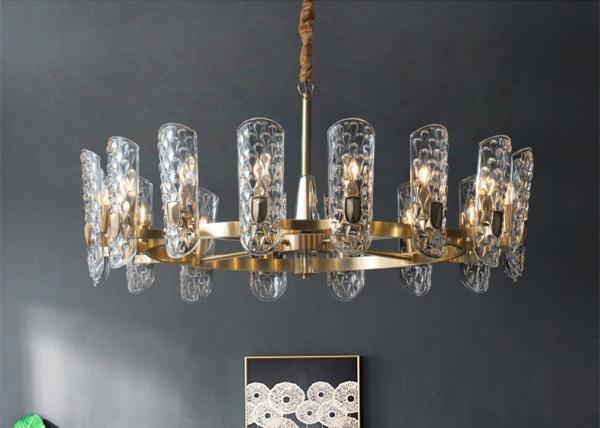 Gold Led Living Room 240V 100*45cm Crystal Hanging Pendant Lights
