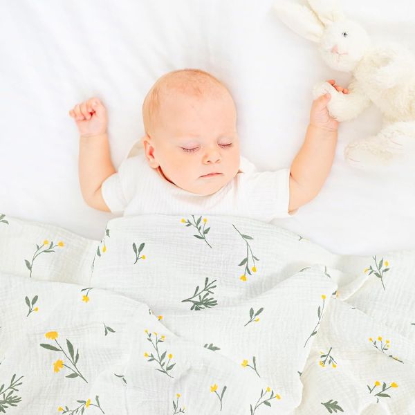 Muslin Swaddle Blankets for Baby, 4-Pack Newborn Receiving Blankets 40 x 38 inches