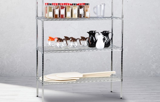 Metal Kitchen Pantry Storage Shelves Multilayer With Adjustable Horizontal Feet