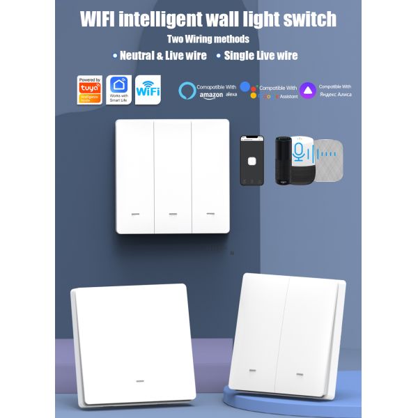 WiFi Touch Smart Lighting Control 4 Gang Switch Crystal Glass Panel No Neutral