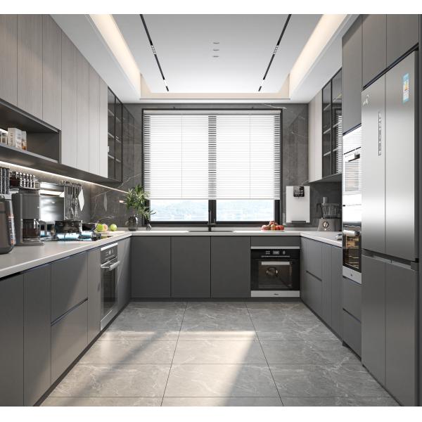 Modern Kitchen Customized Laminate Cabinets MDF Assembled Kitchen Cabinets