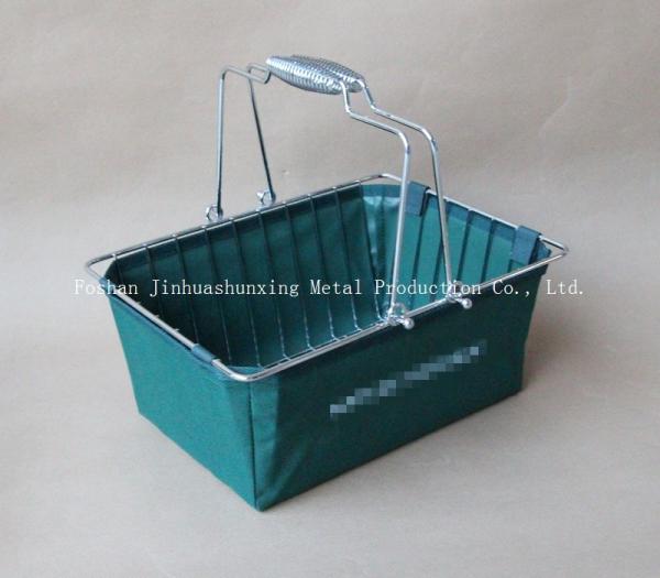 Cesta de fio da cor verde W215mm L285mm para o banheiro, Kicthen com punhos, base, saco de pano