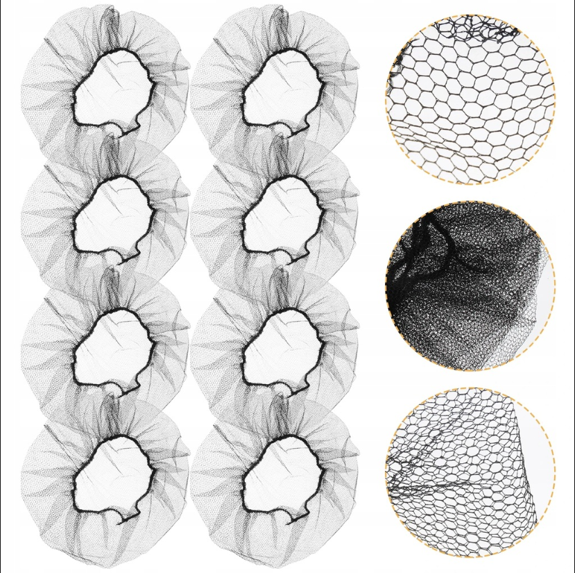 Disposable Nylon Mesh Hairnet Hubei Haixin Invisible Soft Honeycomb Nylon Hairnet Cap  for Packing Wigs Hair Bundles Ponytails
