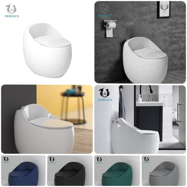 Ceramic Colored Siphon One Piece Toilet Bowl Egg Design Water Saving