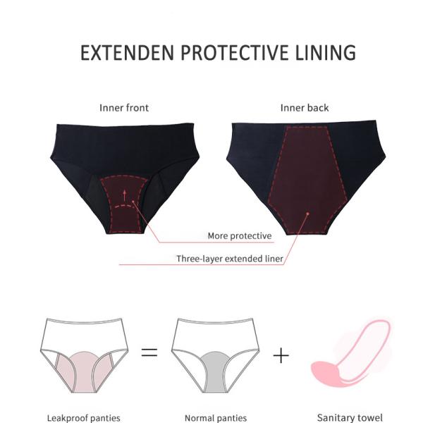 Four Layer Period Panties Underwear Polyester Seamless Mid Waist Plus Size Underwear