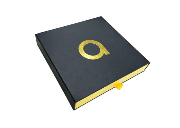 Jewelry Sliding Paper Box , Handmade Slide Open Boxes Gold Stamping Logo Design