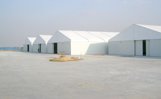 Aluminum Frame Outdoor Warehouse Storage Tent With Sandwich / ABS Sidewalls