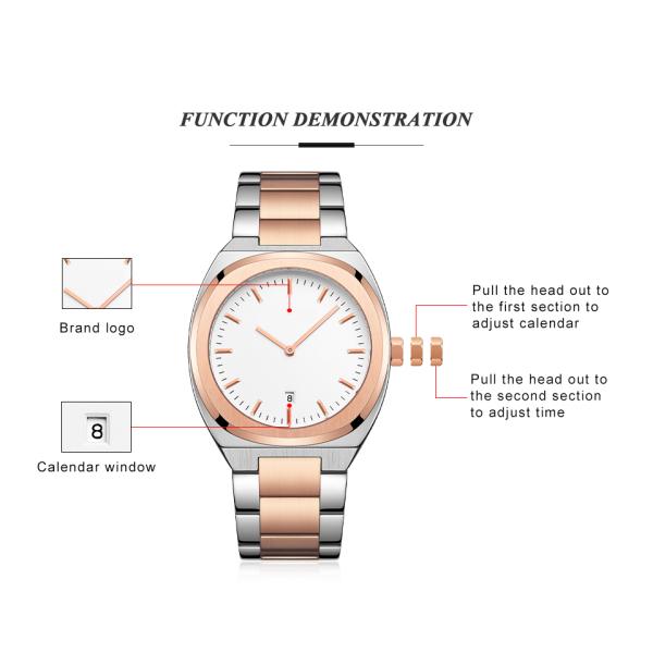 3Bar Waterproof Stainless Steel Back Base Metal Bezel Japan Movt Watch