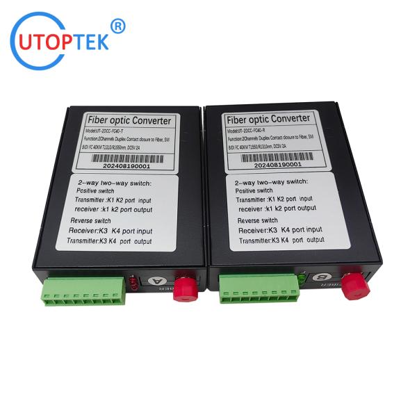 2Ch Dry Contact Closure Bidirectional over fiber optical Converter for alarm system Infrared radiation