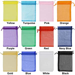 Organza Bags, Mesh Drawstring Gift Bags Small for Jewelry Wedding Party Baby Shower Favor Bags