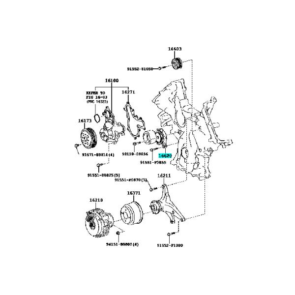 Toyota Land Cruiser URJ200 охлаждающий вентилятор V ремень натягиватель Assy 16620-0S010 166200S010