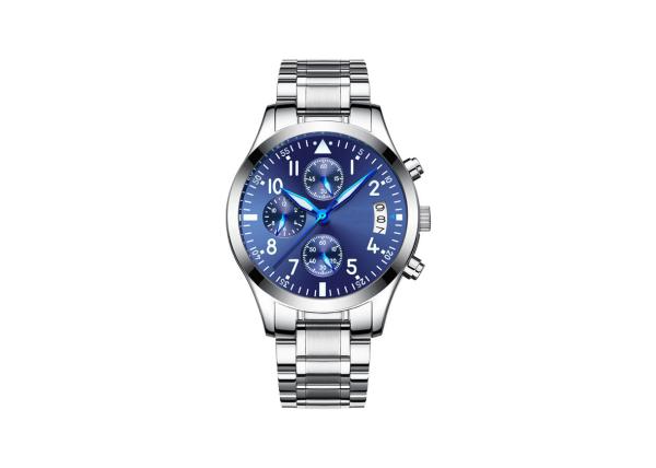 Men'S Chronograph Bracelet Watch ,  Silver Chronograph Watch  Stainless Steel Case