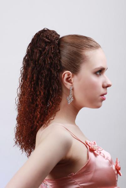 Dark Brown Curly Synthetic Pony Tail Wigs And Extensions For Women