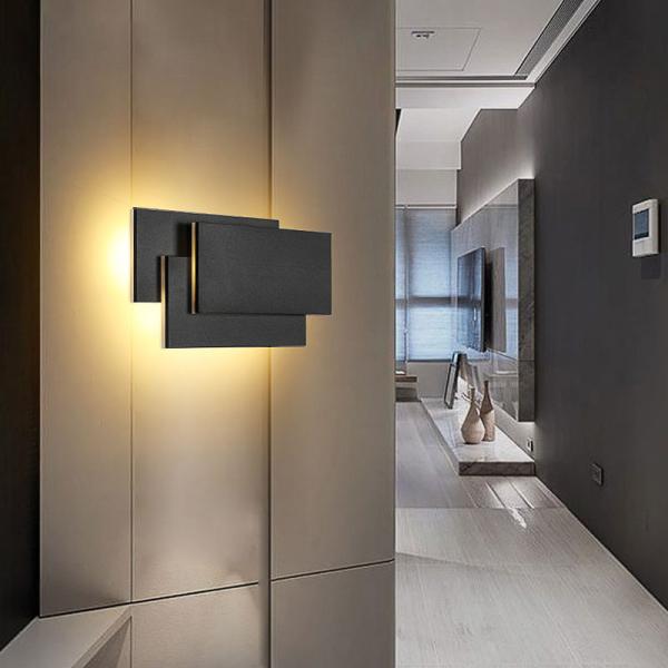 Modern Creative square wall lamp living room staircase bedroom bedside Black/white wall light(WH-OR-259)
