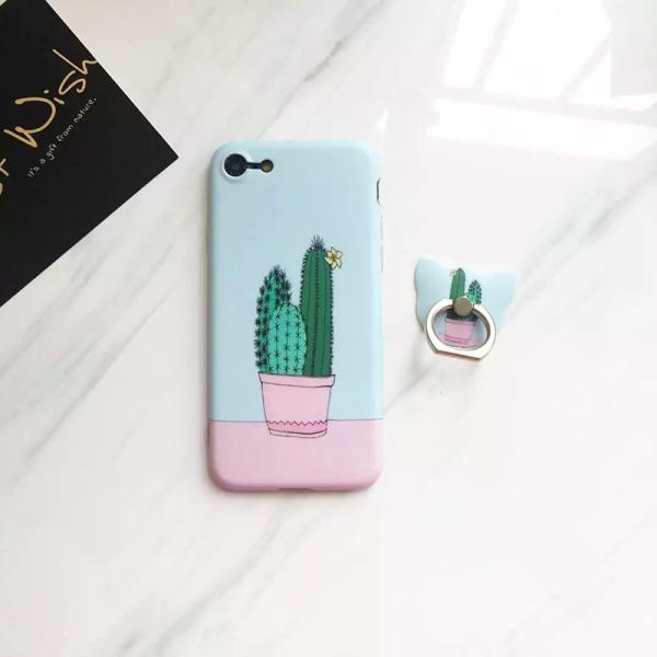 IMD Simple Fresh Pattern Style with Cartoon Ring Buckle Back Cover Cell Phone Case For iPhone 7 6s Plus