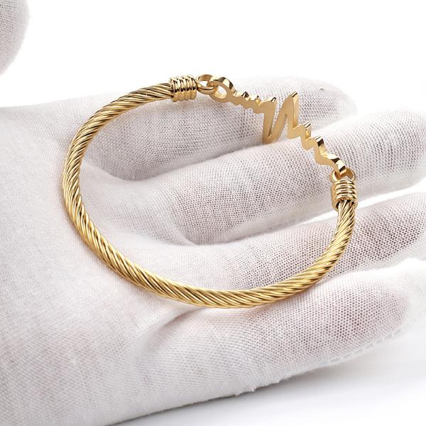 Stainless Steel ECG bracelet female 18k gold titanium steel inspirational heart rate bracelet Cable hand accessoriies