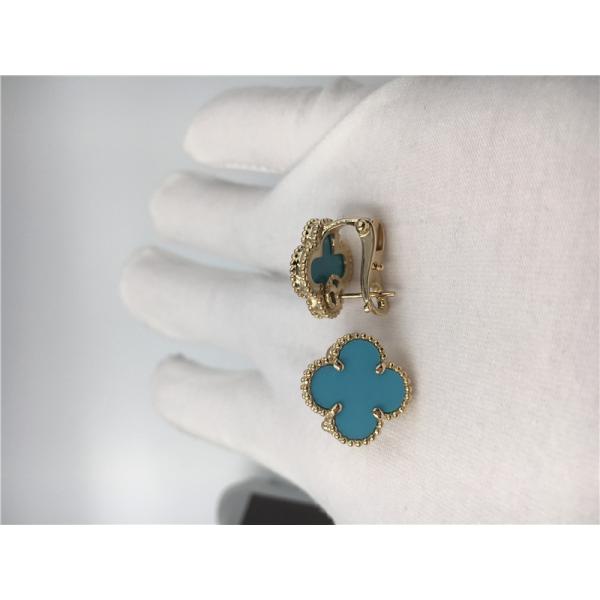 Van Cleef Arpels Sweet Alhambra earstuds 18k yellow gold with turquoise