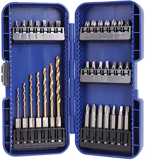 Impact Screwdriver Bit Set with Titanium Drill Bits- Quick Release Twist Drill Bit Set with Tough Case,Impact Driver Bit
