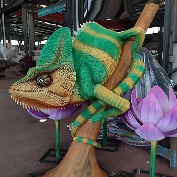 Linterna de animales hecha a mano - Escultura de camaleón Linterna LED iluminada, personalizable